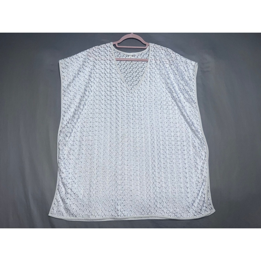 Victorias Secret White Silver Lace V-Neck Kaftan Cover Up XS S M